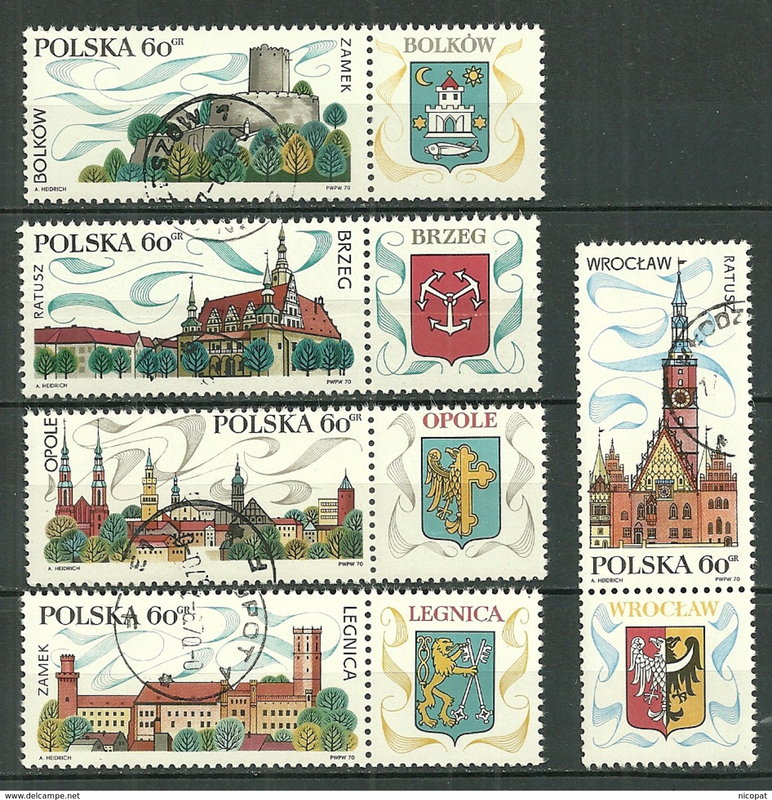 POLAND Oblitéréé 1851-1855 Monuments Historiques Bolkow Brzeg Legnica Opole Wroclaw - Oblitérés