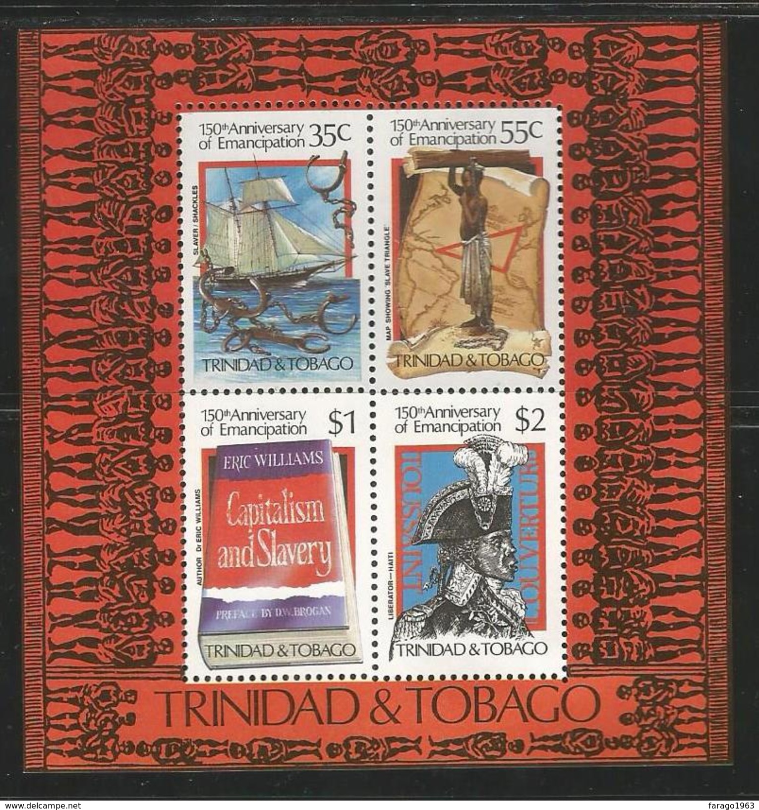 1984 Trinidad & Tobago Emancipation From Slavery Ship Map Complete Set Of 4 And Souvenir Sheet MNH - Trinité & Tobago (1962-...)