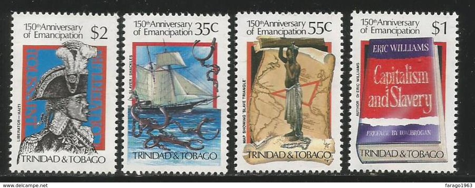 1984 Trinidad & Tobago Emancipation From Slavery Ship Map Complete Set Of 4 And Souvenir Sheet MNH - Trinité & Tobago (1962-...)