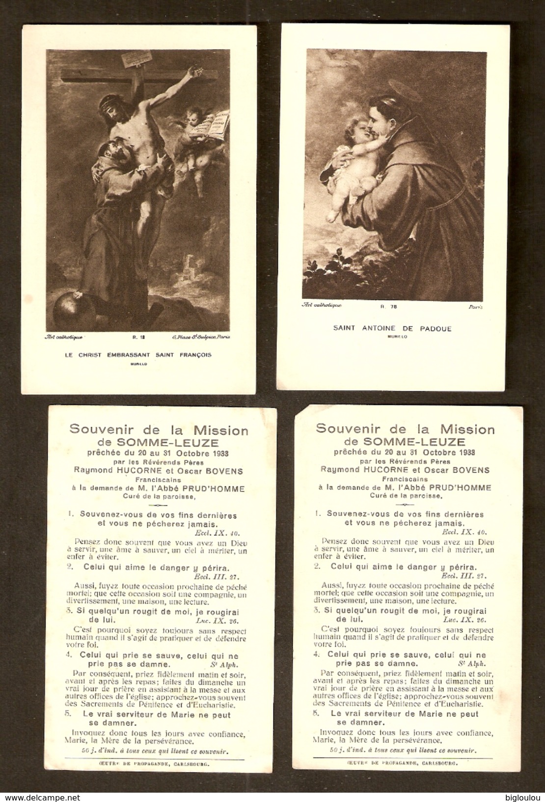 Images Pieuses - Souvenir De La Mission De SOMME-LEUZE - 1933 - Devotion Images