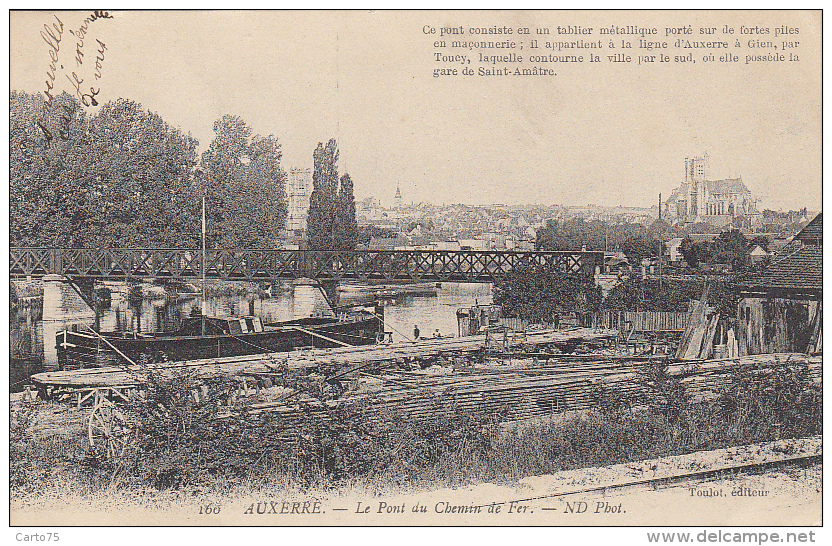 Auxerre 89 - Péniche Bois Scierie Pont Du Chemin De Fer - Auxerre