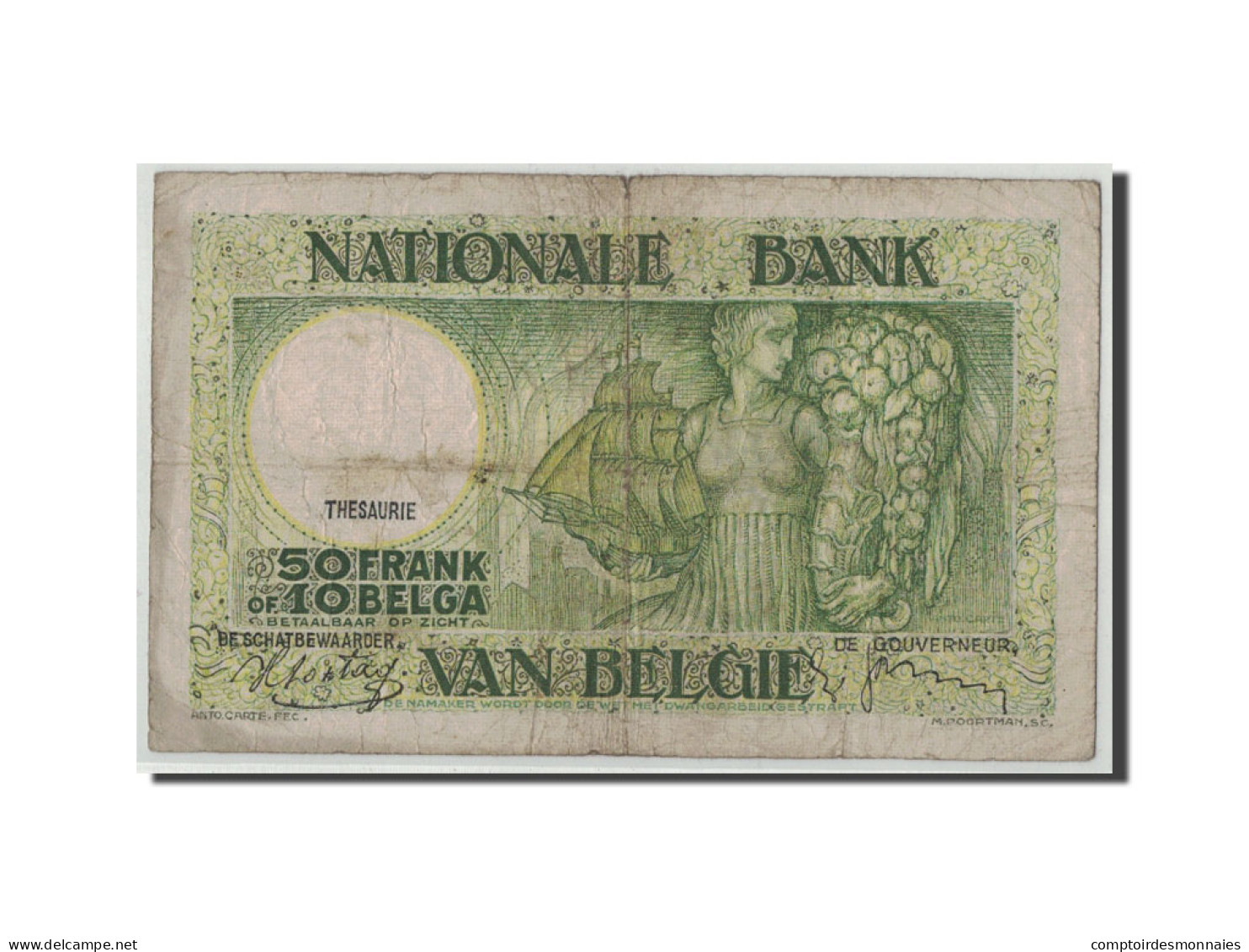 Billet, Belgique, 50 Francs-10 Belgas, 1938, 1938-04-22, KM:106, B - 50 Francos