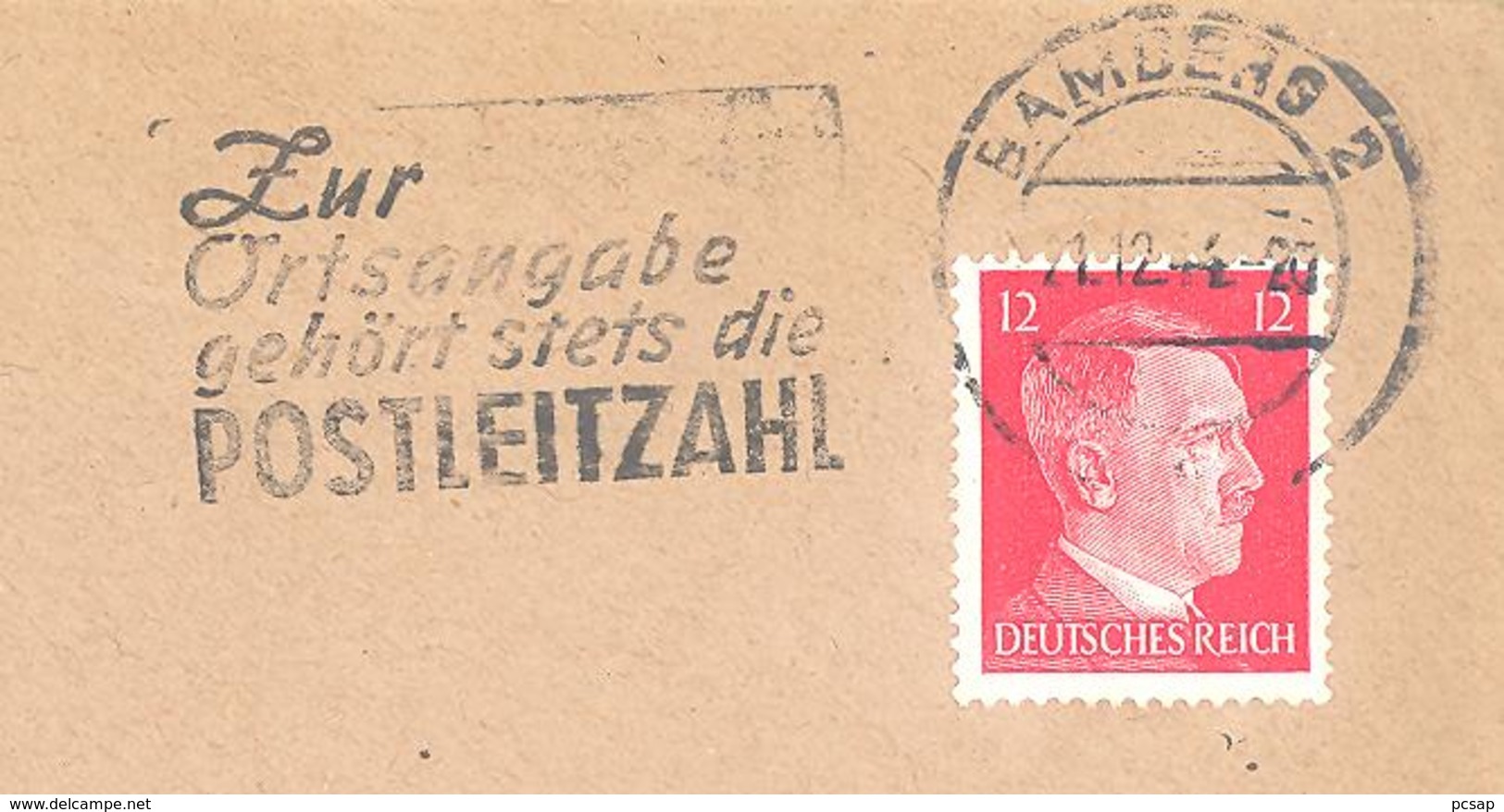 Flamme D'Allemagne (Bambers 21/12/44 -  Zur Ortsangabe ...) (sur Enveloppe Entière) - Franking Machines (EMA)