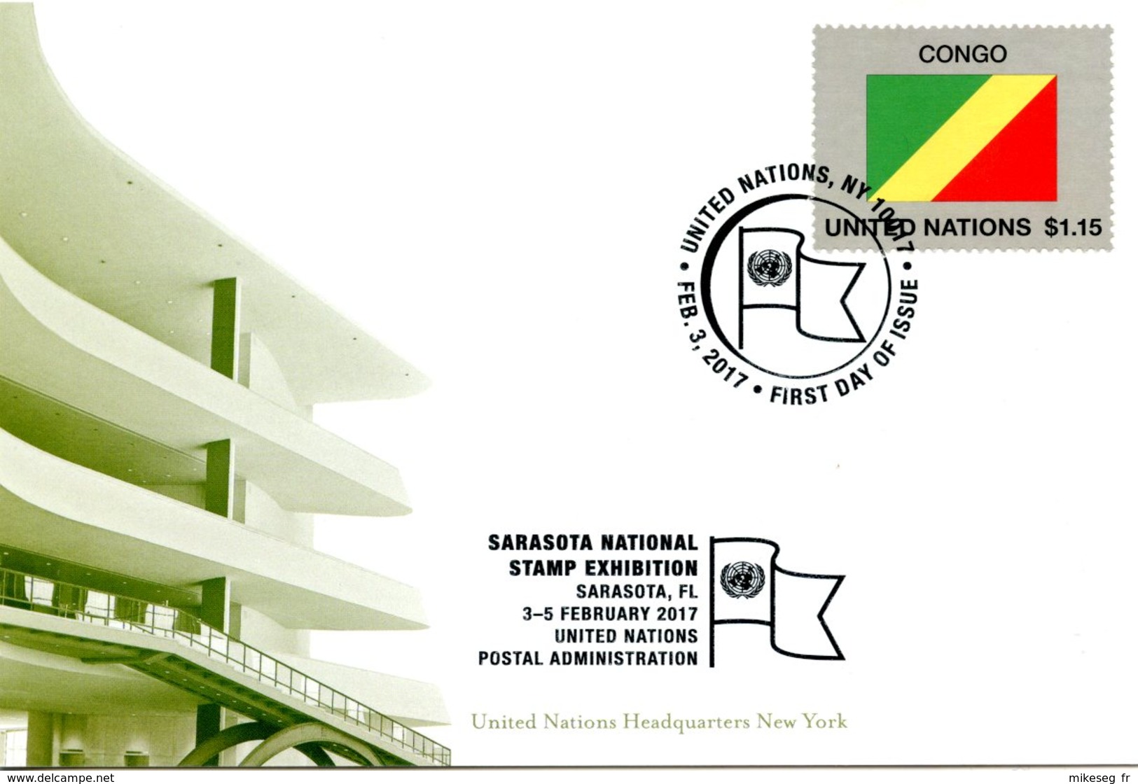 ONU New-York 2017 - Show Card Sarasota February 3-5 2017- Flag Congo - Cartes-maximum