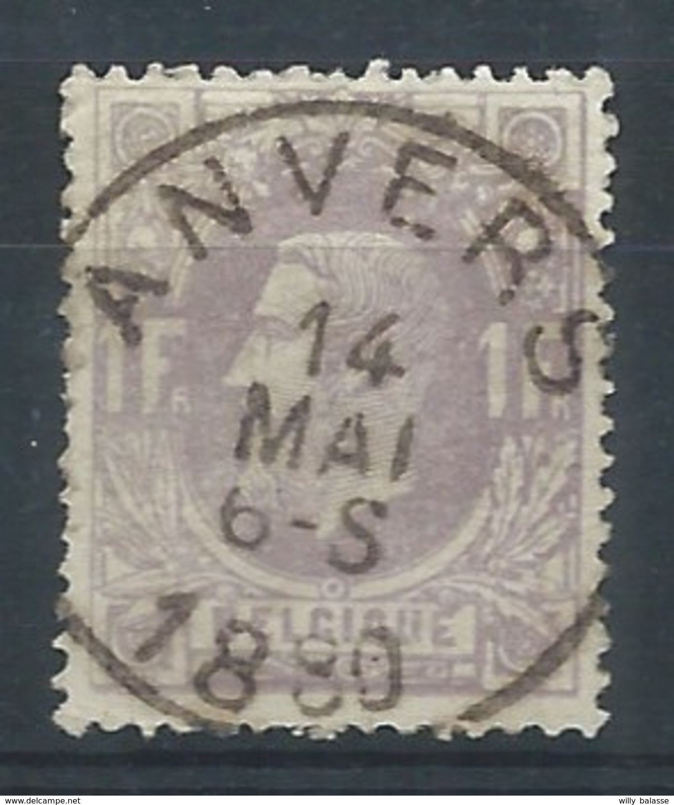 N°36, 1f Mauve Càd ANVERS/1880 Luxe - 1869-1883 Léopold II