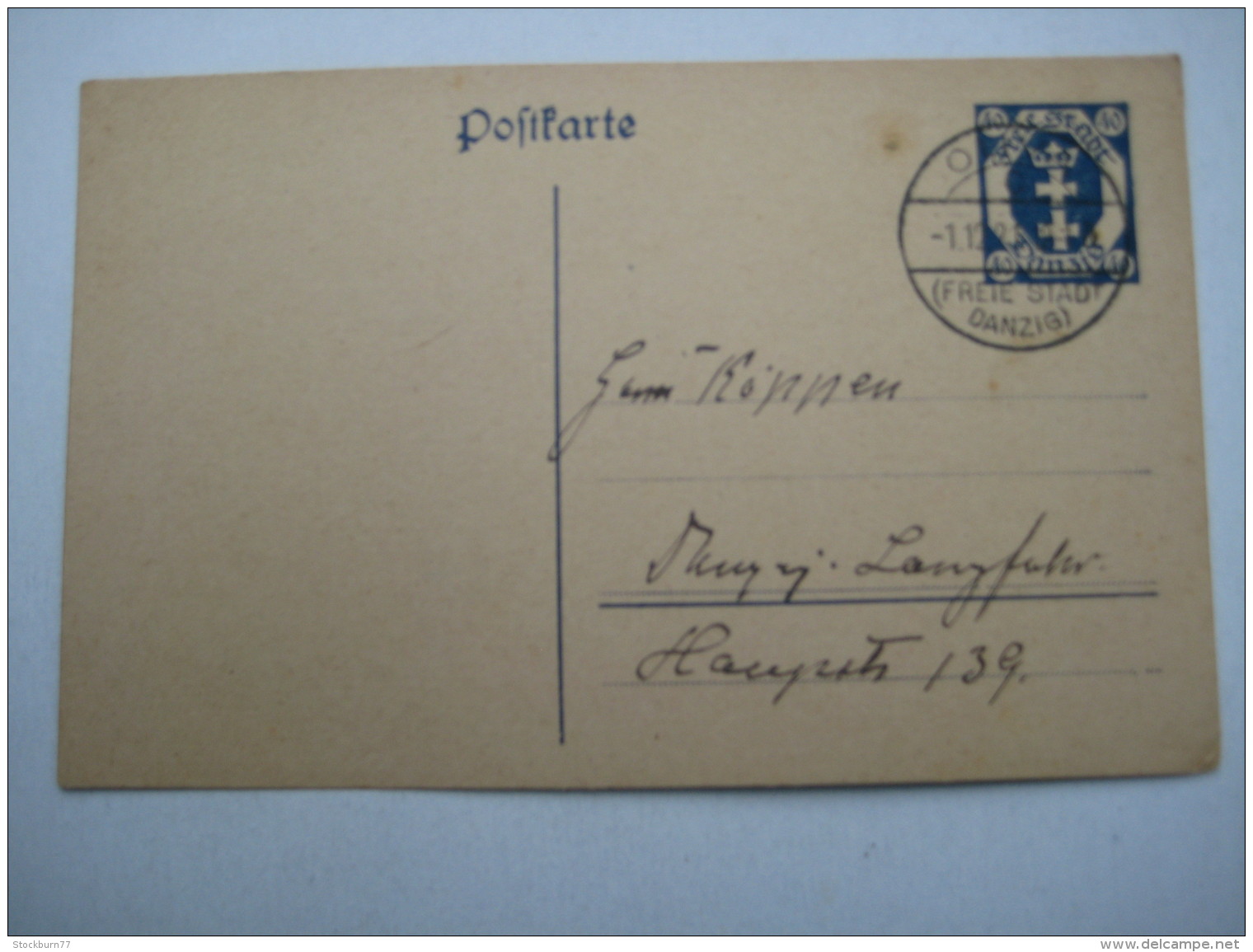 Ganzsache  Nach Danzig Verschickt , Rs. Viel Text - Postal  Stationery