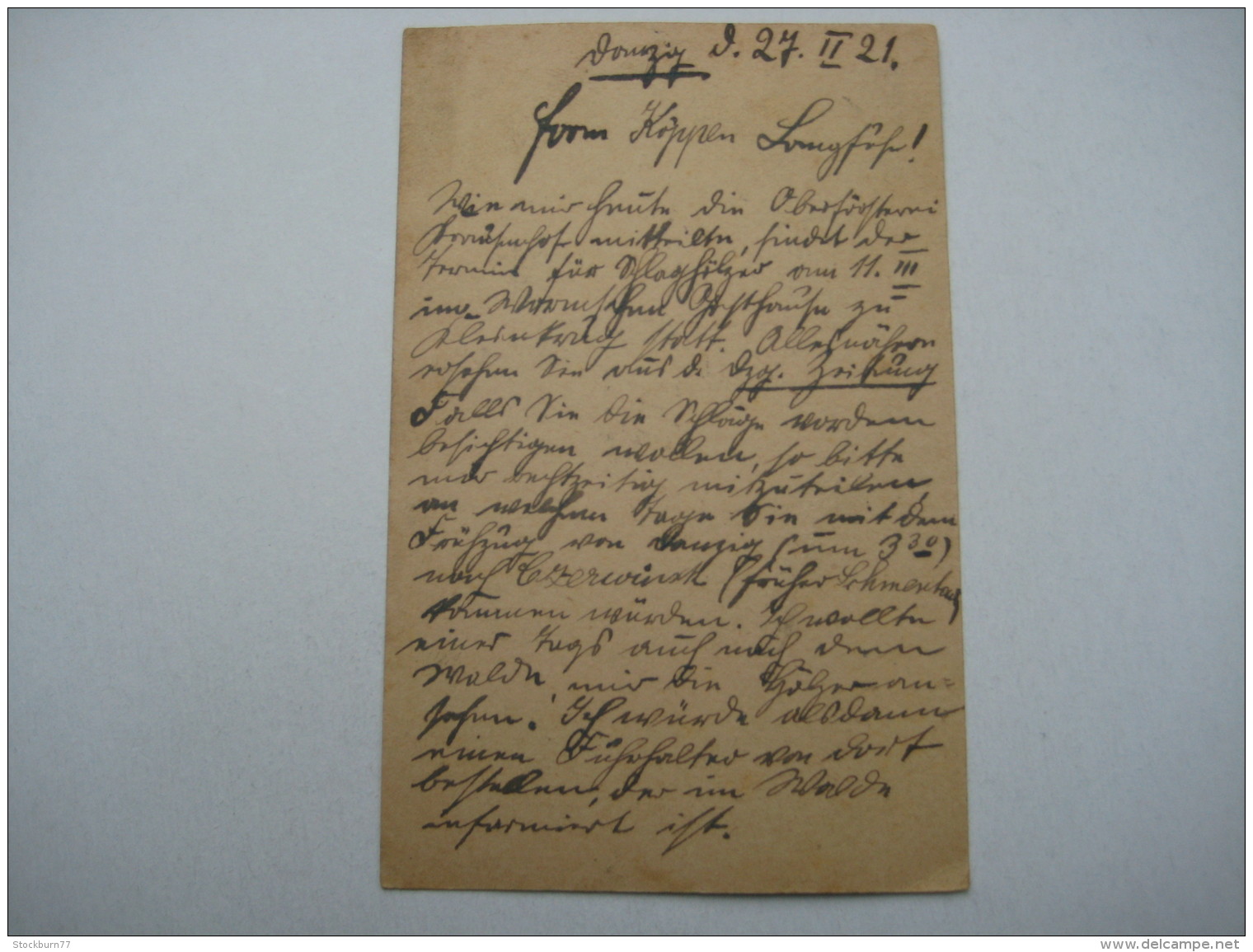 Ganzsache  Nach Danzig Verschickt , Rs. Viel Text - Postal  Stationery