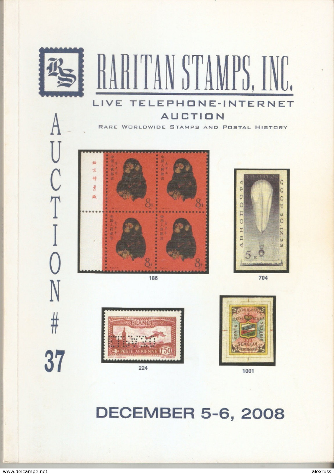 Raritan Stamps Auction 37,Dec 2008 Catalog Of Rare Russia Stamps,Errors & Worldwide Rarities - Catalogues For Auction Houses