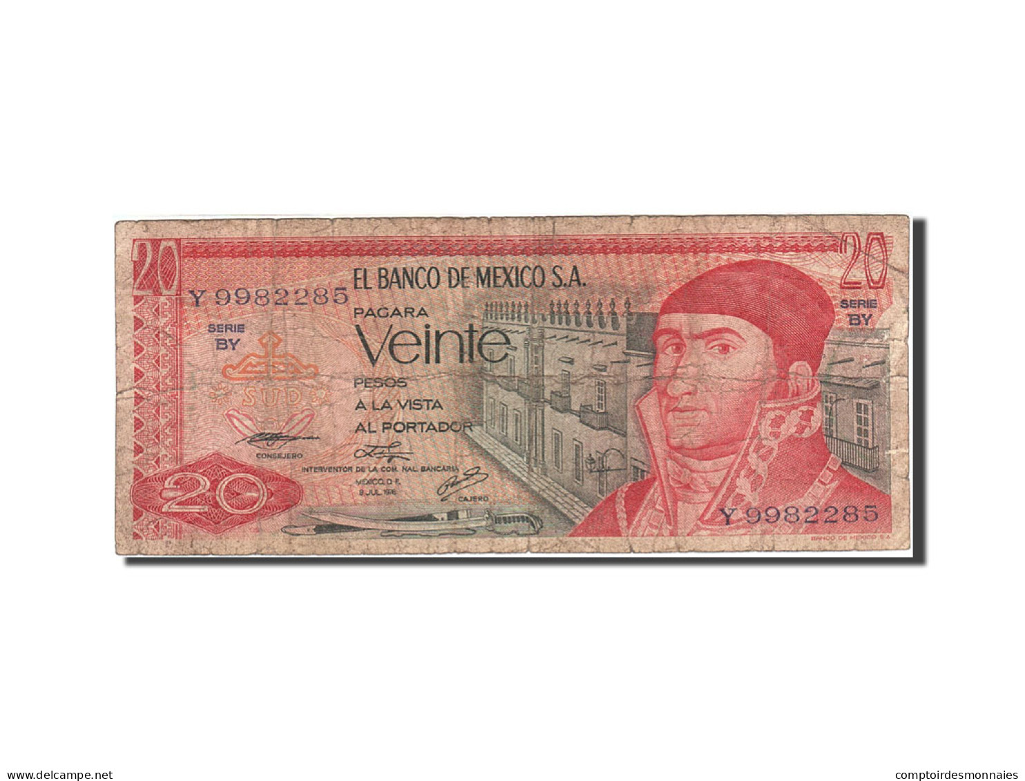 Billet, Mexique, 20 Pesos, 1969-1974, 1976-07-08, KM:64c, B - Mexico