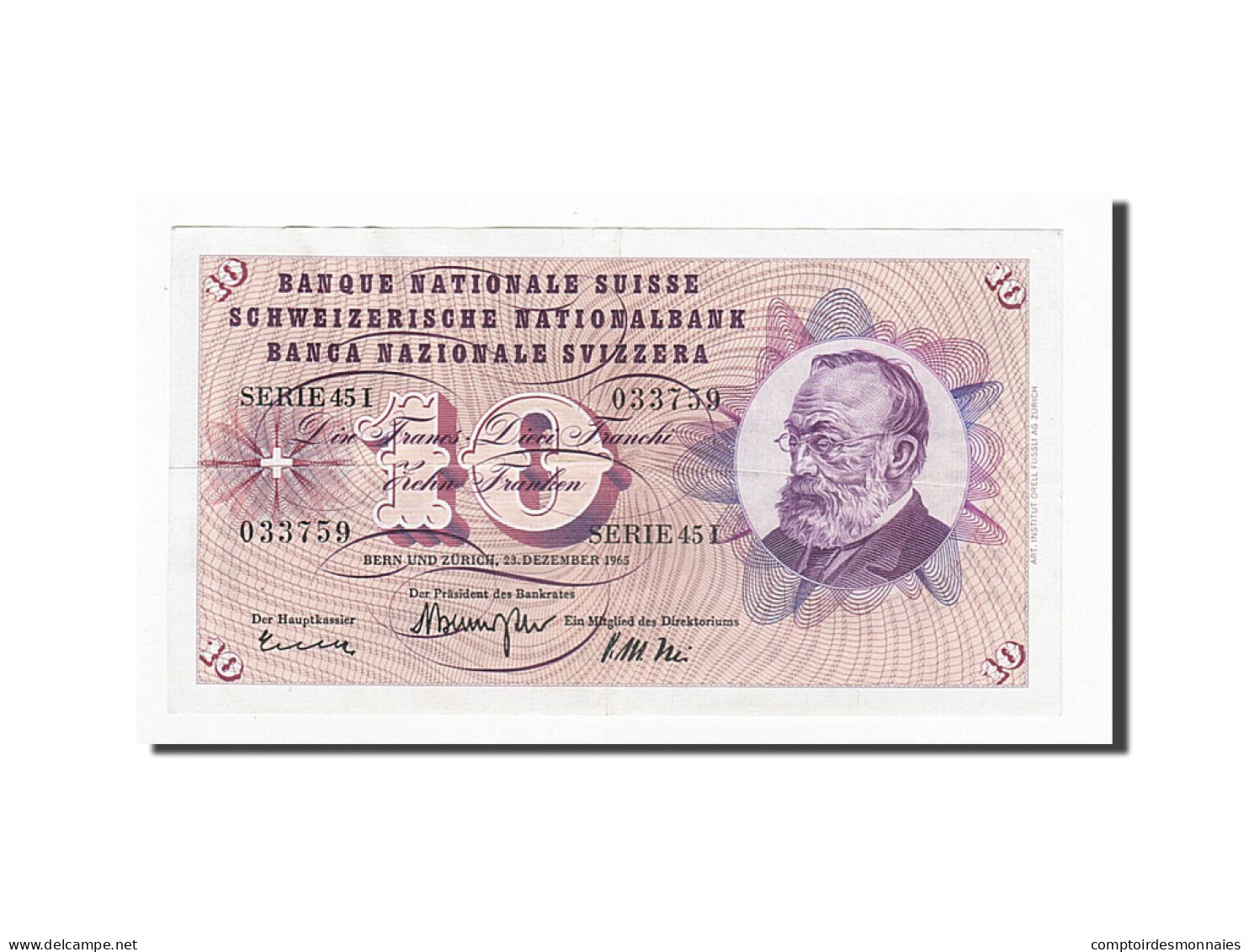 Billet, Suisse, 10 Franken, 1965-12-23, KM:45k, TTB+ - Switzerland