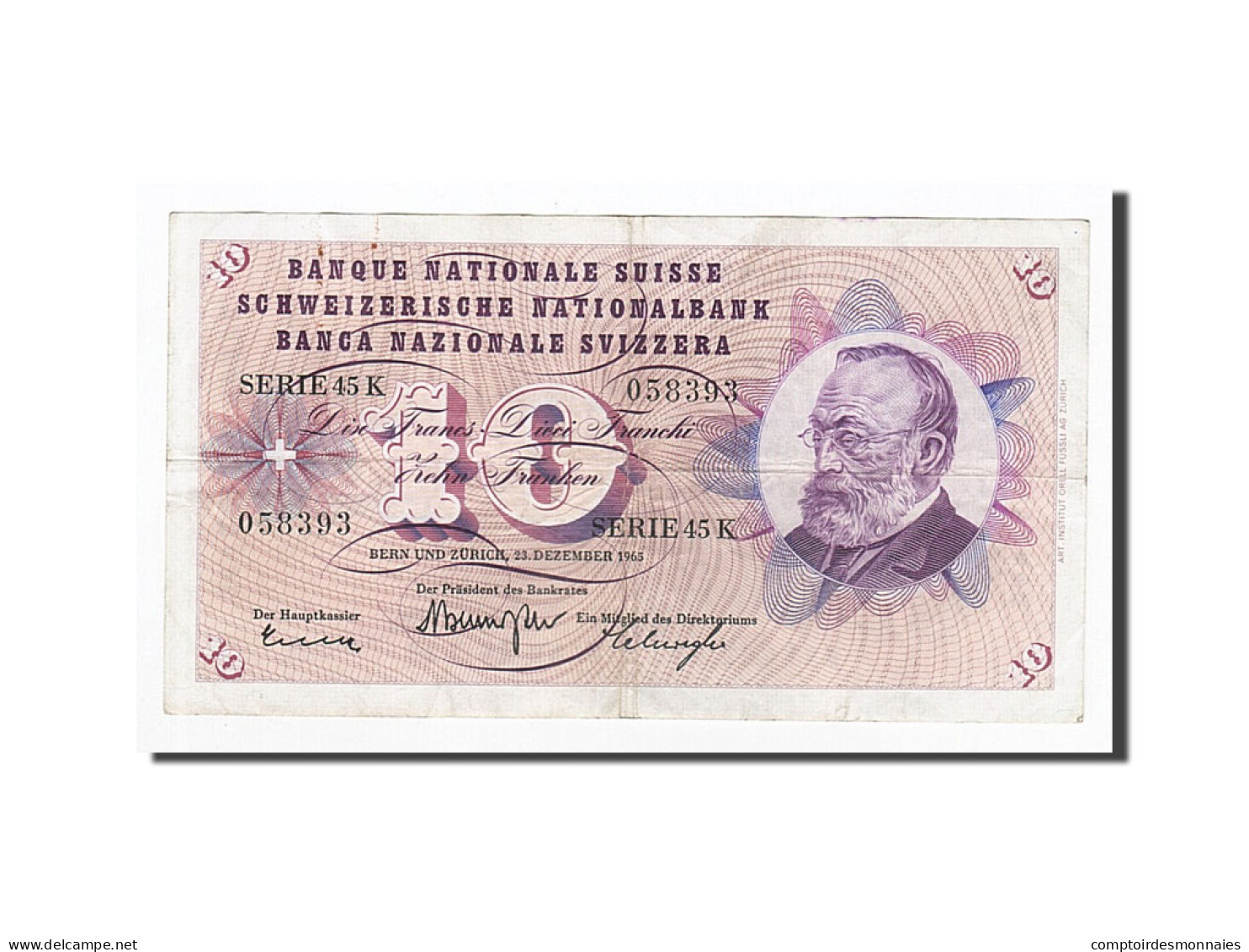 Billet, Suisse, 10 Franken, 1965-12-23, KM:45k, TTB - Switzerland