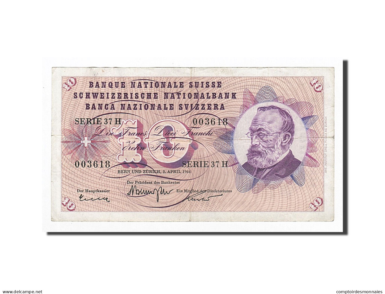 Billet, Suisse, 10 Franken, 1964-04-02, KM:45i, TTB - Switzerland