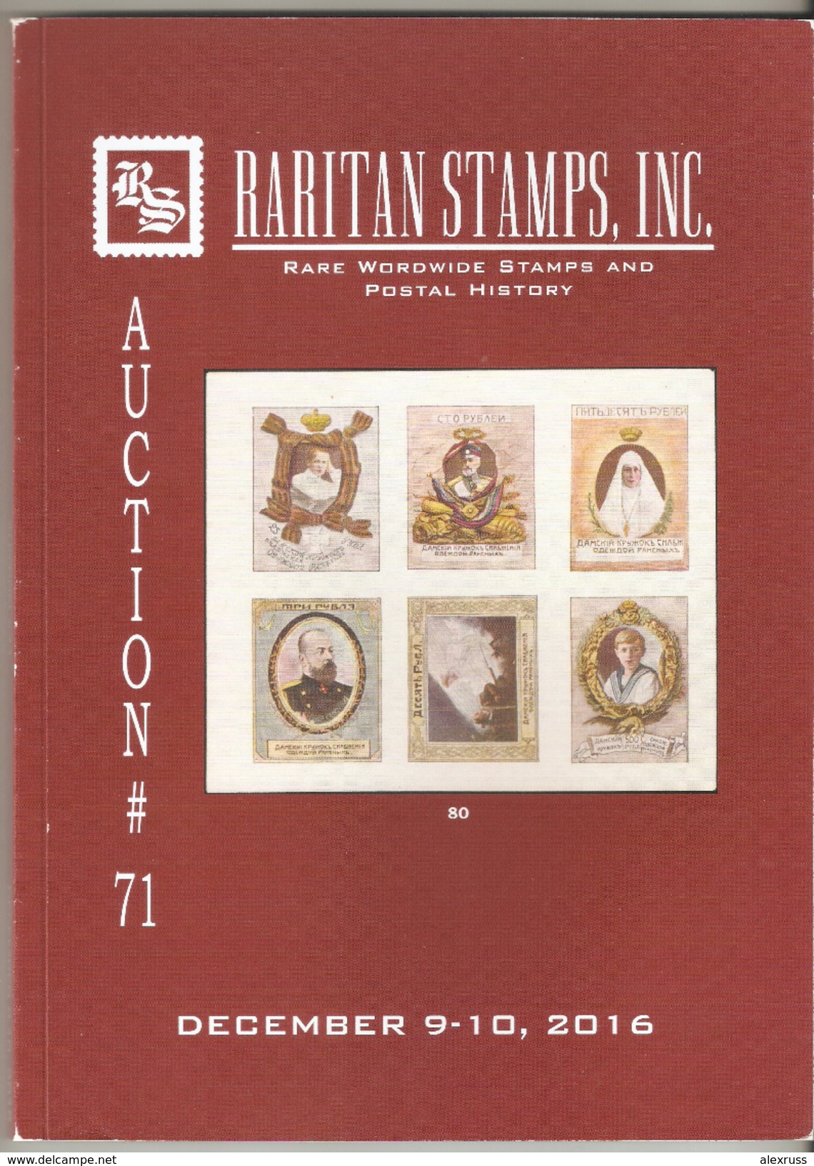 Raritan Stamps Auction 71,Dec 2016 Catalog Of Rare Russia Stamps,Errors & Worldwide Rarities - Cataloghi Di Case D'aste