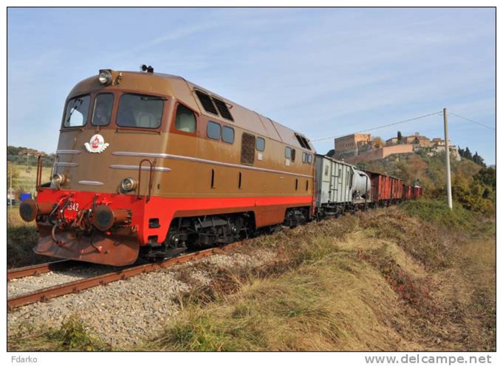 R 96 FS Treni D 342.4010 San Giovanni D´Assi (SI) Rotabili Railroad Trein Railways Treno Merci Ferrovie Italiane - Trains