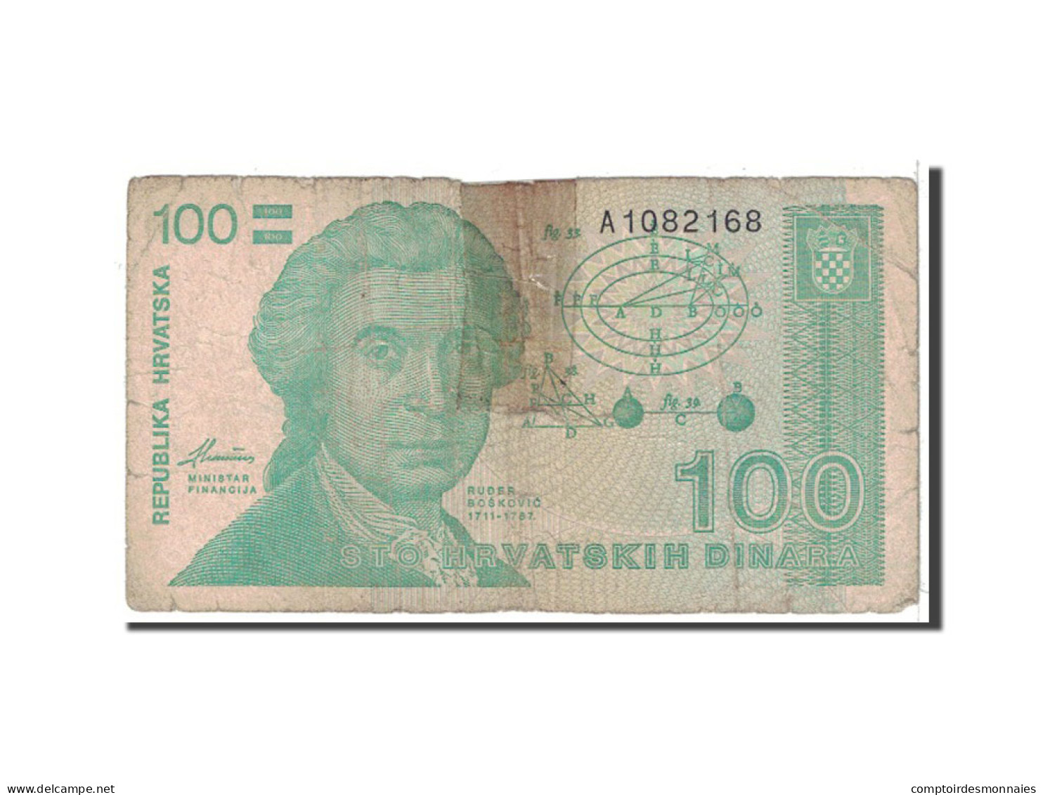 Billet, Croatie, 100 Dinara, 1991, 1991-10-08, KM:20a, B - Croatie