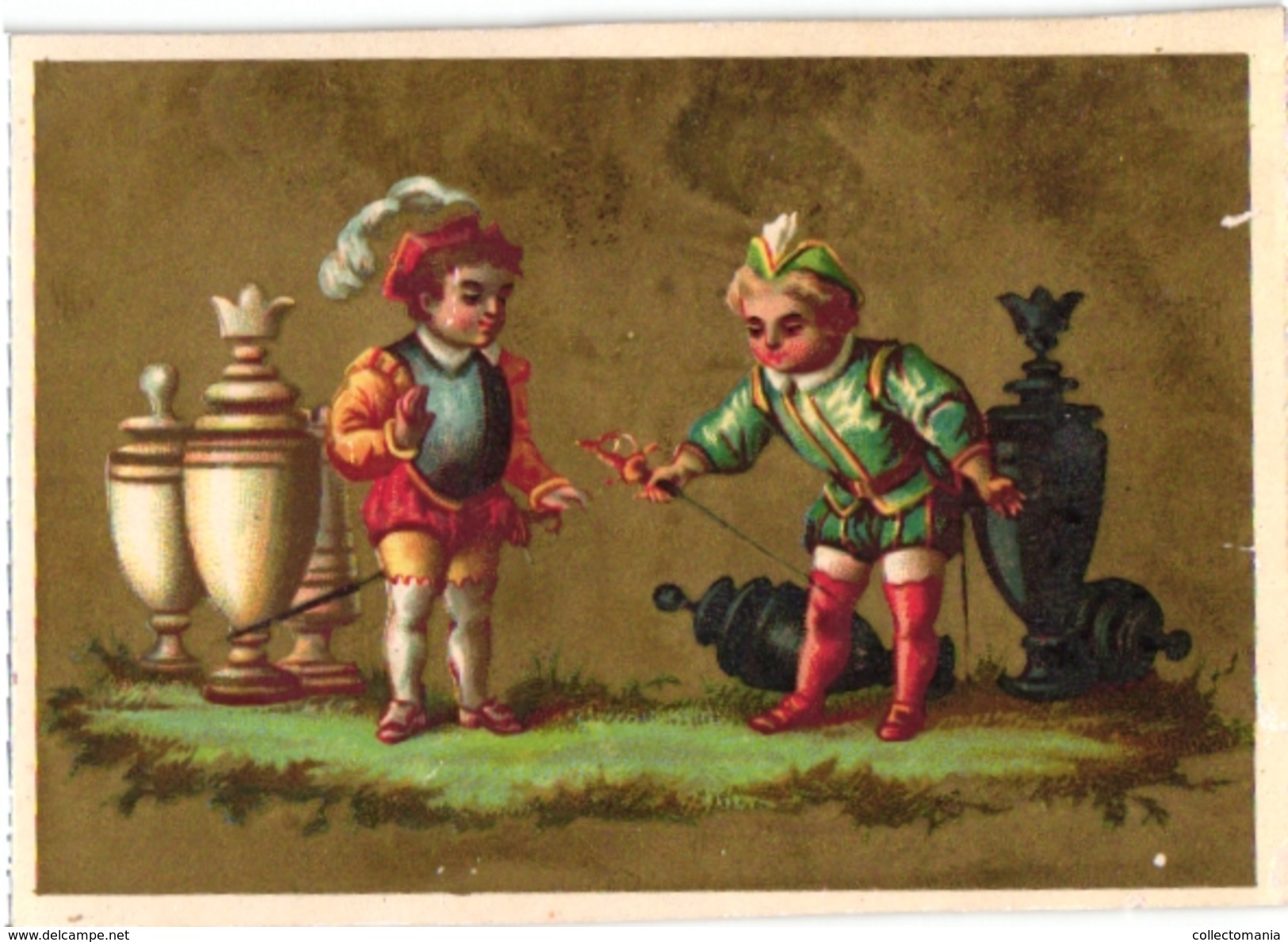 2 TRADE Cards Chromo CHESS Jeu'ECHEC SCHACH   Litho C1900 Children Games - Echecs