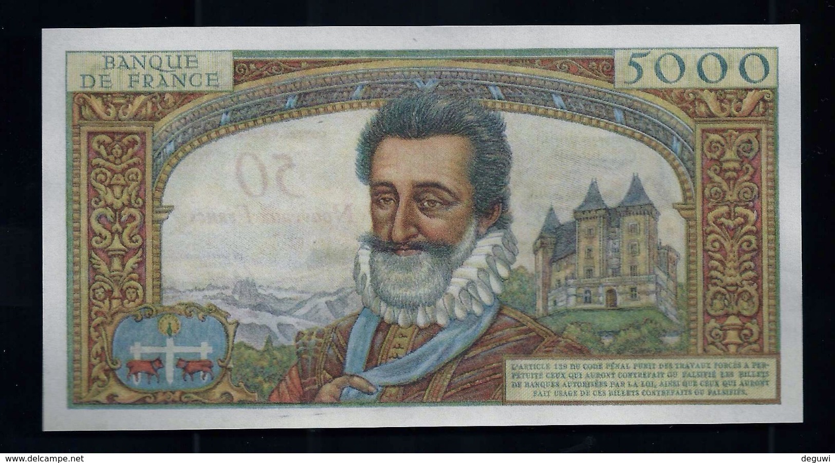 EPREUVE 50 NF Sur 5000 F, "HENRI IV", Beids. Druck, 160 X 85 Mm, RRR, UNC, FAC-SIMILE, SPECIMEN - Sonstige & Ohne Zuordnung