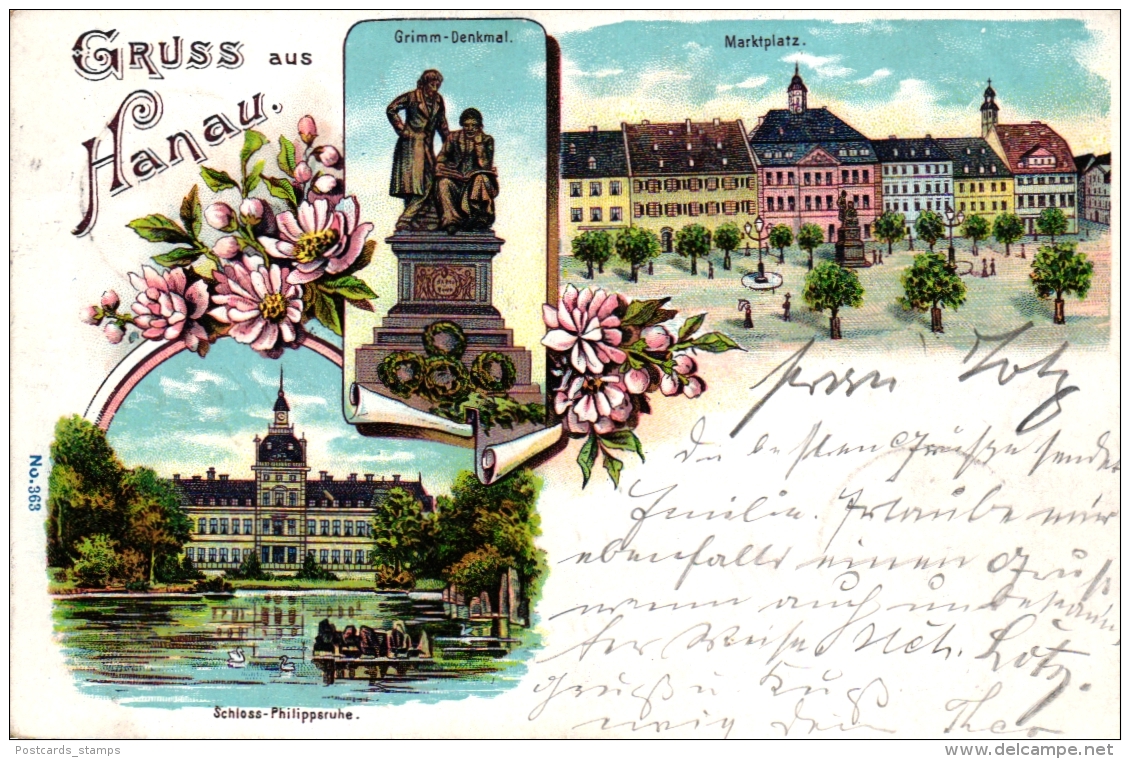 Hanau, Farb-Litho, 1903 Von Hanau Nach Frankfurt Am Main Versandt - Hanau