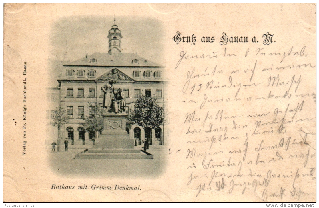 Hanau, Rathaus Mit Grimm-Denkmal, Um 1900/05 - Hanau