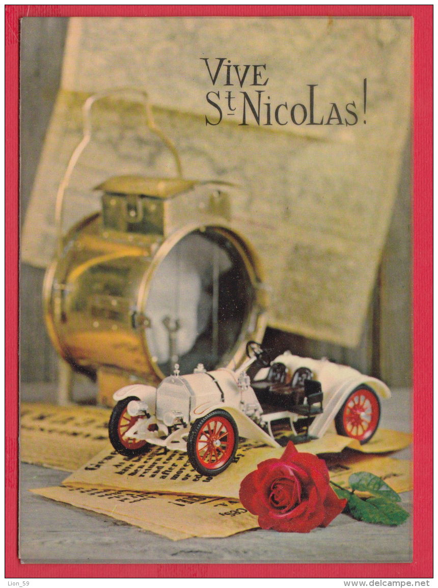 218190 / SAINT NICOLAS DAY - VIVE St. NICOLAS ! , DOLL CAR AUTOMOBILE ROSE FLOWERS LAMP RAILWAY Lantern - RUST GRAFT - Nikolaus