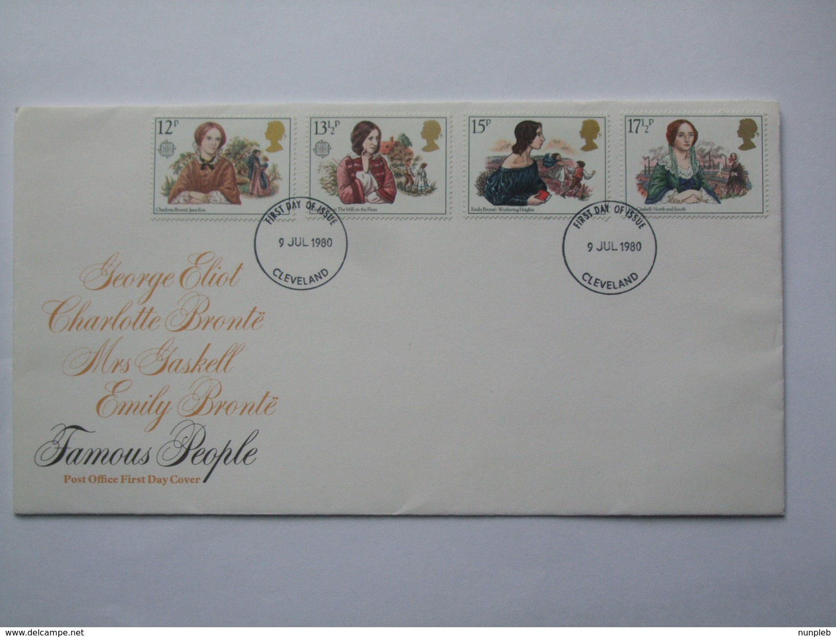 GB 1980 FAMOUS PEOPLE FDC - Error On 12p Value - Broken `E` To Eyre - Covers & Documents