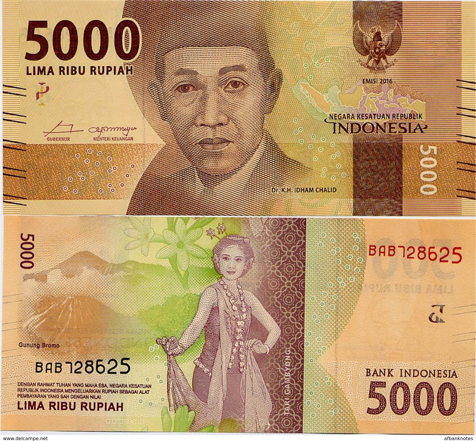 INDONESIA       5000 Rupiah      P-New       2016/2016   UNC - Indonesia