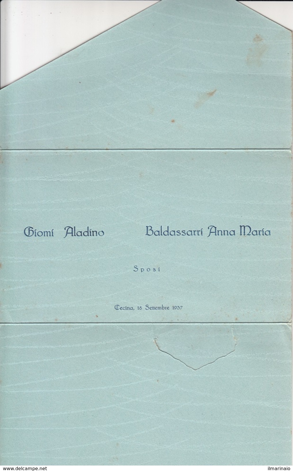 ** CECINA.-(LI).-ANNUNCIO DI NOZZE.-1937.-** - Boda