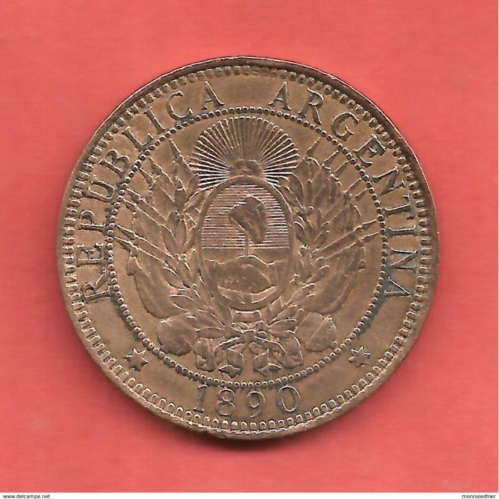 2 Centavos , ARGENTINE , Bronze , 1890 , N° KM # 8 - Argentine