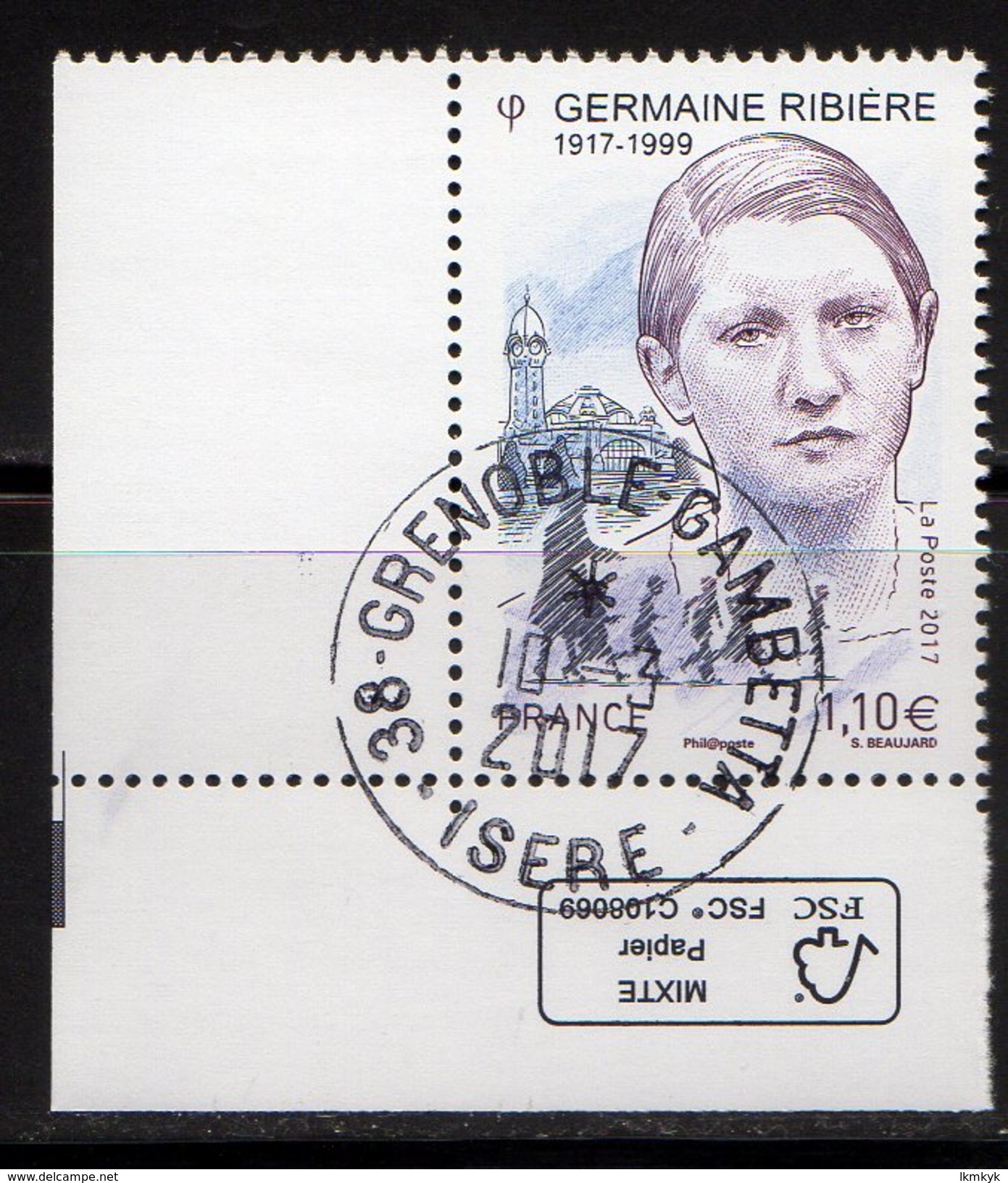 France 2017.Germaine Ribière.Cachet Rond Gomme D'Origine. - Used Stamps
