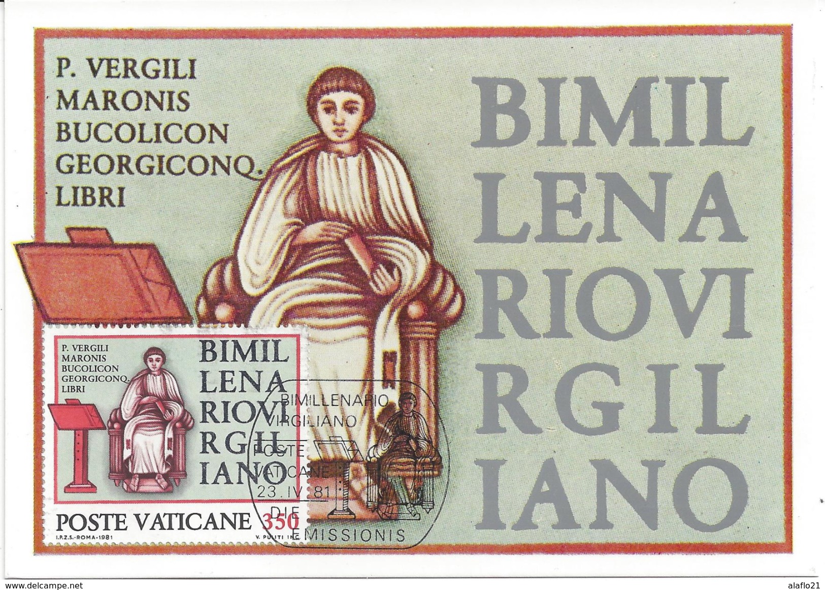 VATICAN - CARTE MAXIMUM 1er JOUR - BIMILLENAIRE VIRGILE - 1981 - Maximum Cards