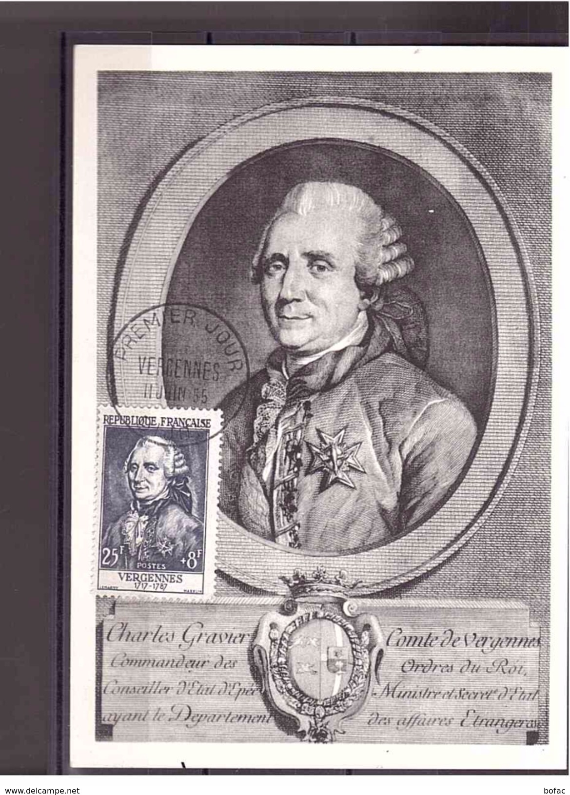 1030   Charles-Gravier Comte De Vergennes  *1717-1787* " CARTE MAXIMUM  *60/09* - 1950-1959