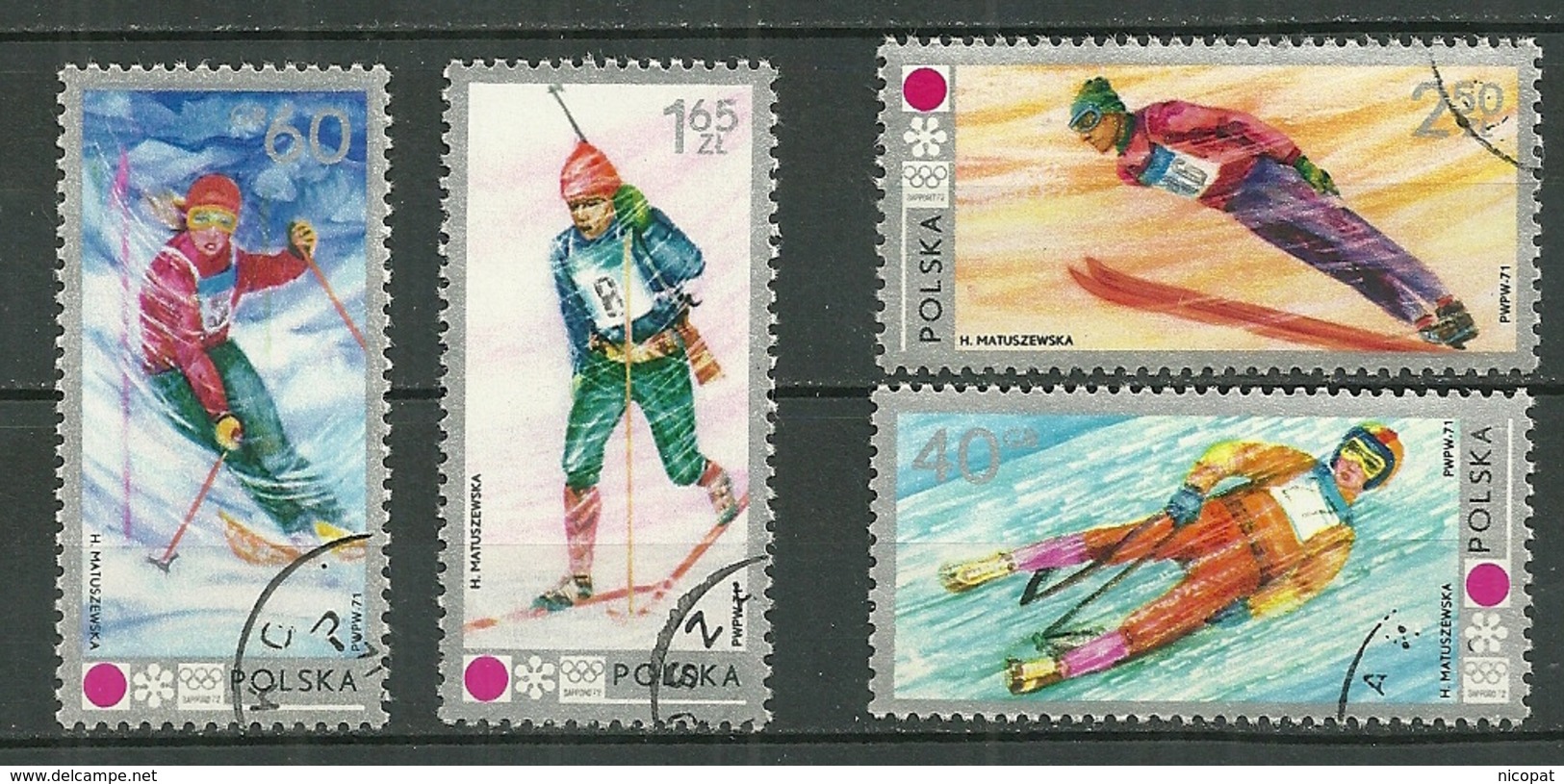 POLAND Oblitéré 1989-1992 Jeux Olympiques D´hiver à SAPPORO JAPON Ski Biathlon - Used Stamps