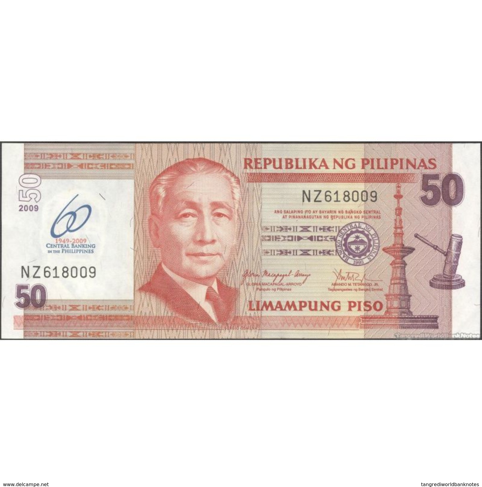 TWN - PHILIPPINES 201 - 50 Piso 2009 - 60th Ann. Bangko Sentral - Prefix NZ XF/AU - Philippines