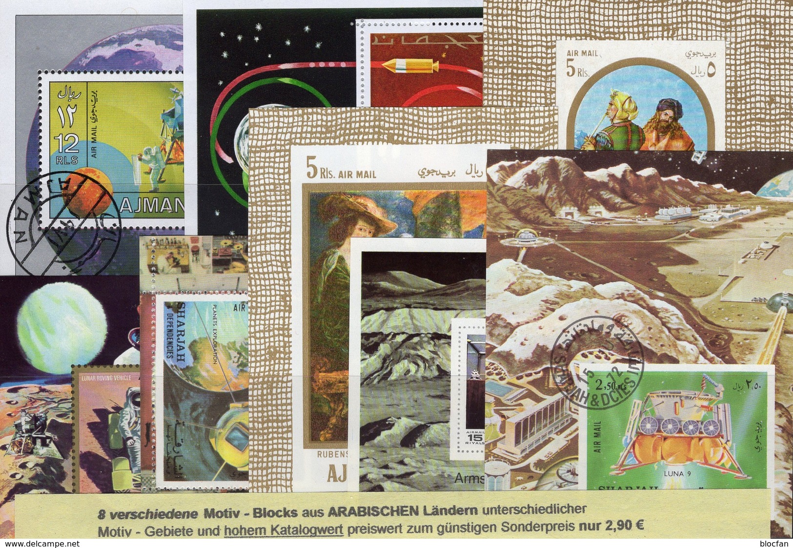 USA Apollo-Raumfahrt 1971 Ajman 8 Blocks O 21&euro; Rakete Mond/Mars-Projekt Hojas Blocs NASA Ms Space Sheets S/s Bf VAE - Collections