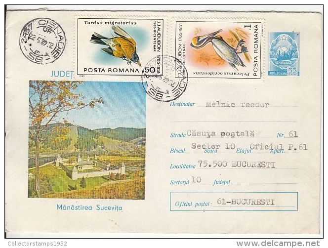 57162- SUCEVITA MONASTERY, ARCHITECTURE, COVER STATIONERY, 1989, ROMANIA - Abbazie E Monasteri