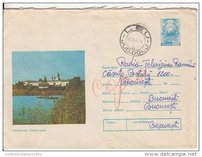 57166- CALDARUSANI MONASTERY, ARCHITECTURE, COVER STATIONERY, 1976, ROMANIA - Abbazie E Monasteri