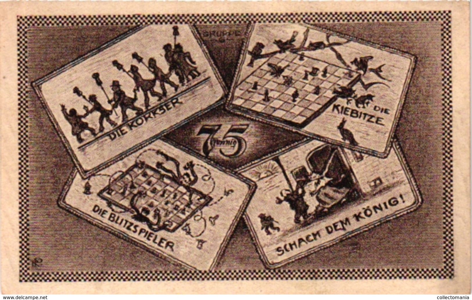 6 NOTGELD  CHESS ECHEC SCHACH  Die Welt-Schach -Partie Kongress Gutschein 1921