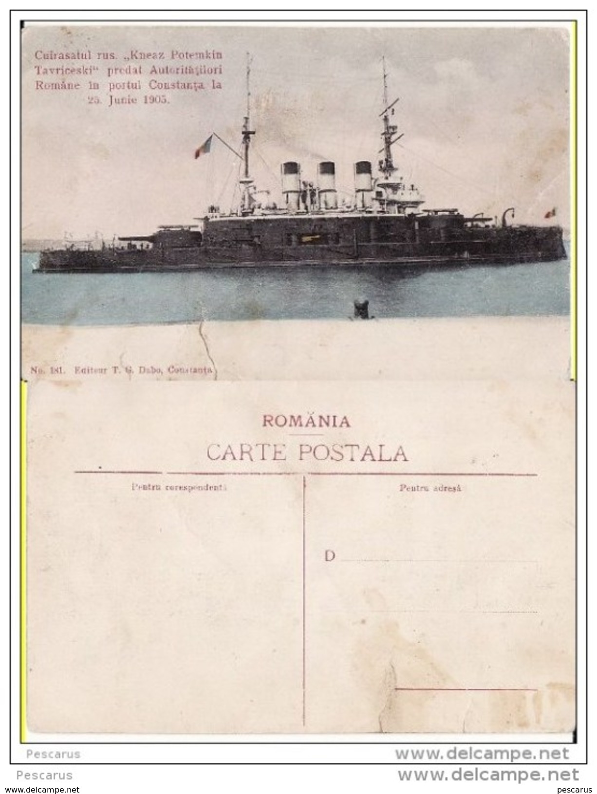 Romania,Rumanien,Roumanie, Russia        -Constanta- Cuirasatul Rus. Kneaz Potemkin Tavriceski Bateau De Guerre - Roumanie