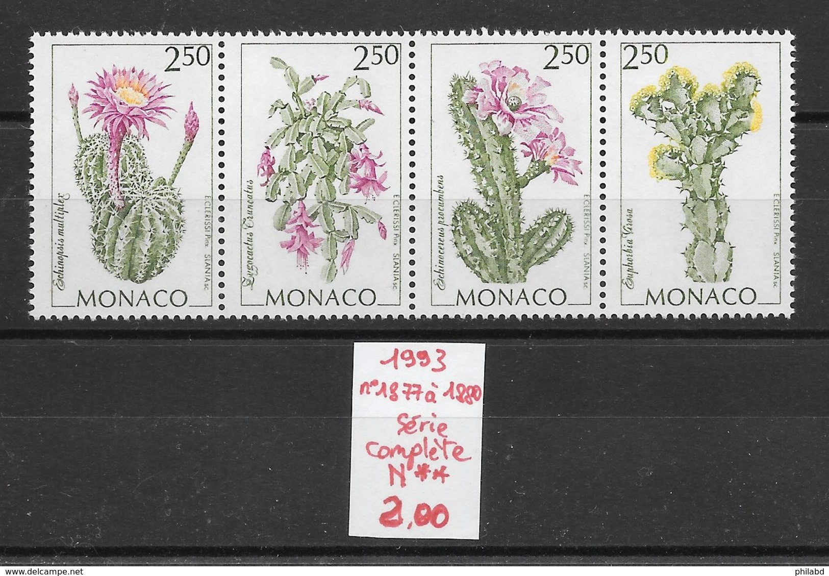 Fleur Cactus - Monaco N°1877 à 1880 1993 ** - Cactus