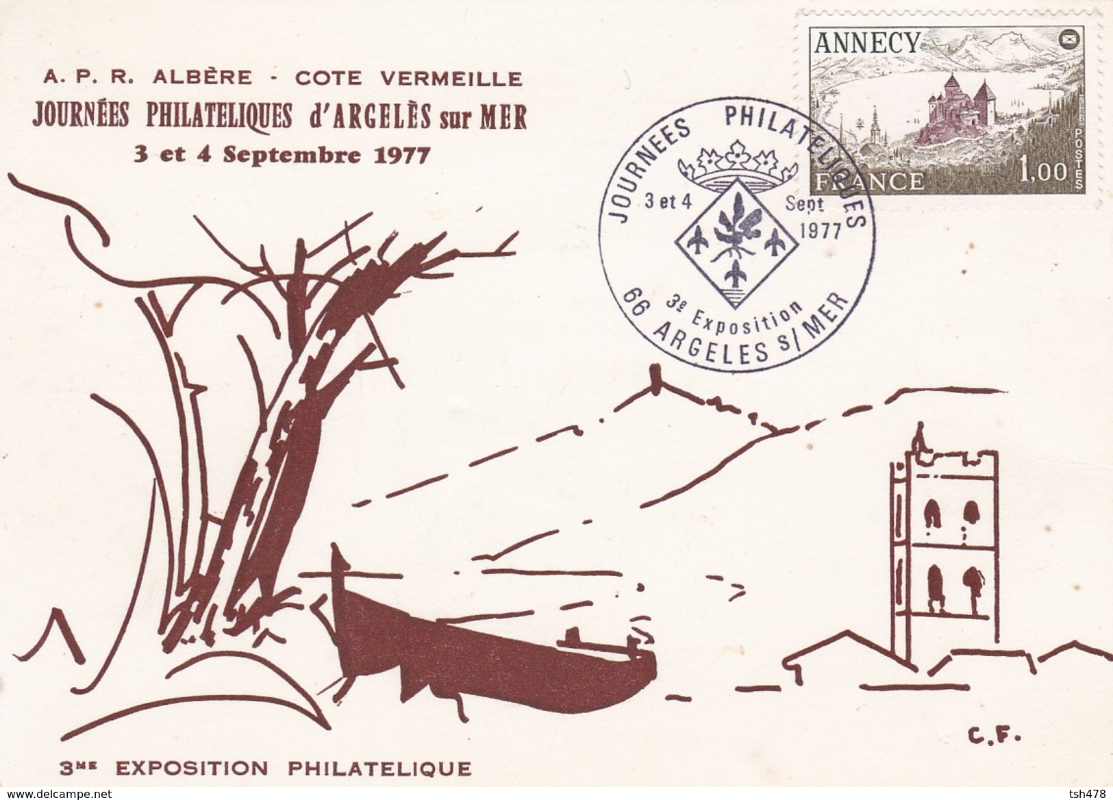 66---RARE-----Journées Philateliques D'argelès Sur Mer--3 Et 4 Septembre 1977--voir 2 Scans - Argeles Sur Mer