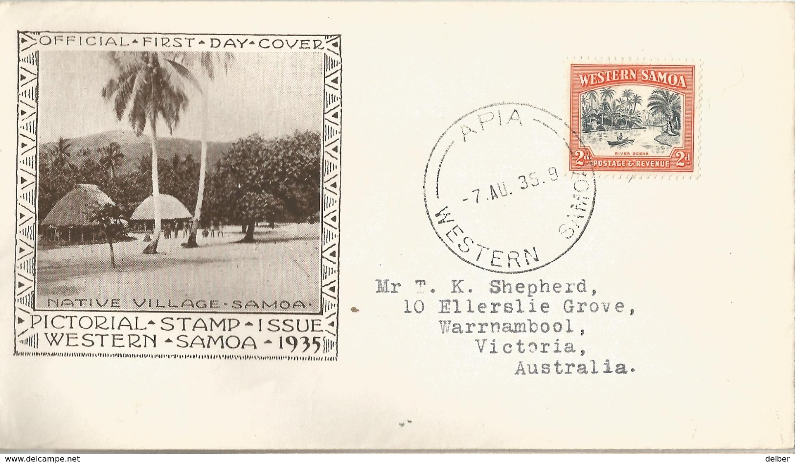 6Mm-900: N°123: APIA WESTERN SAMOA : Off. First Day Cover > Warrnambool Australia 1935 - Samoa