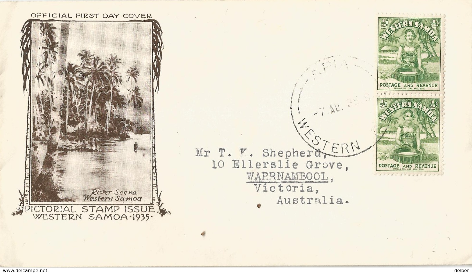 6Mm-897: N°122: In Paar: APIA WESTERN SAMOA : Off. First Day Cover > Warrnambool Australia 1935 - Samoa