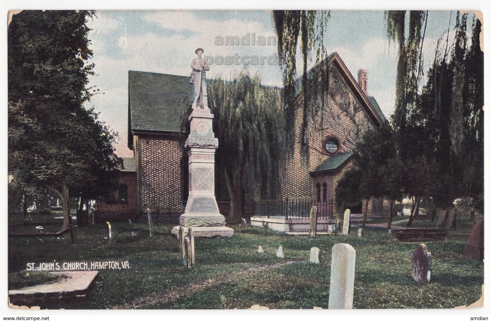 HAMPTON VA Virginia- ST JOHN'S CHURCH C1900s-10s Vintage Postcard - Hampton