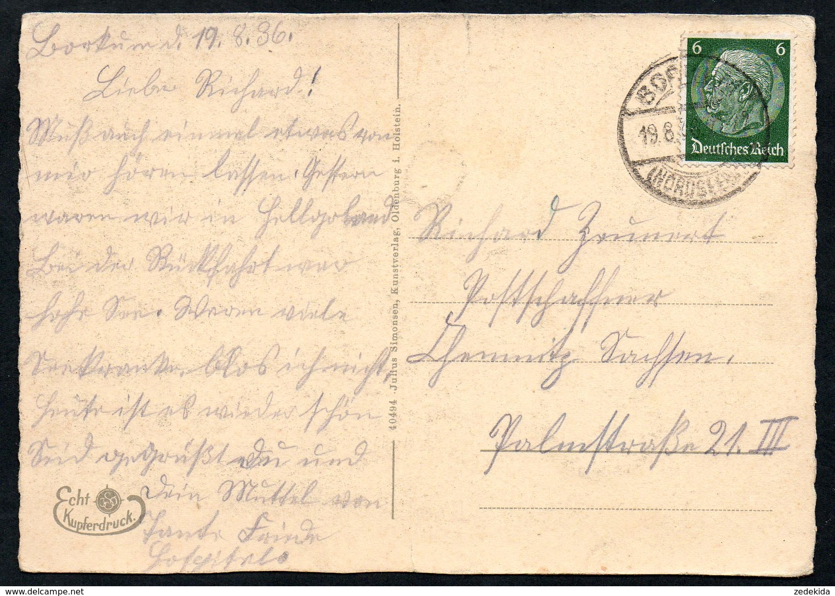A1518 - Alte Ansichtskarte - Borkum - Strandstraße - Gel 1936 - Julius Simonsen - Leuchtturm - Borkum