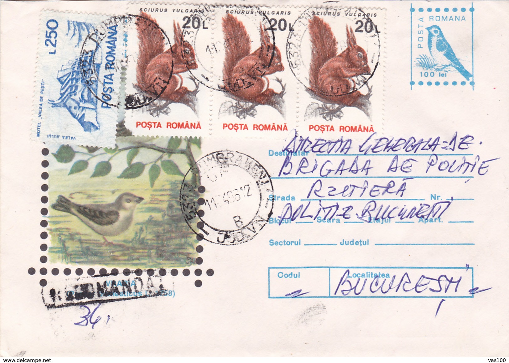 BV6817  ERROR, BIRDS, RARE COVERS STATIONERY,SHIFTED PICTURE, 1995 ROMANIA. - Abarten Und Kuriositäten