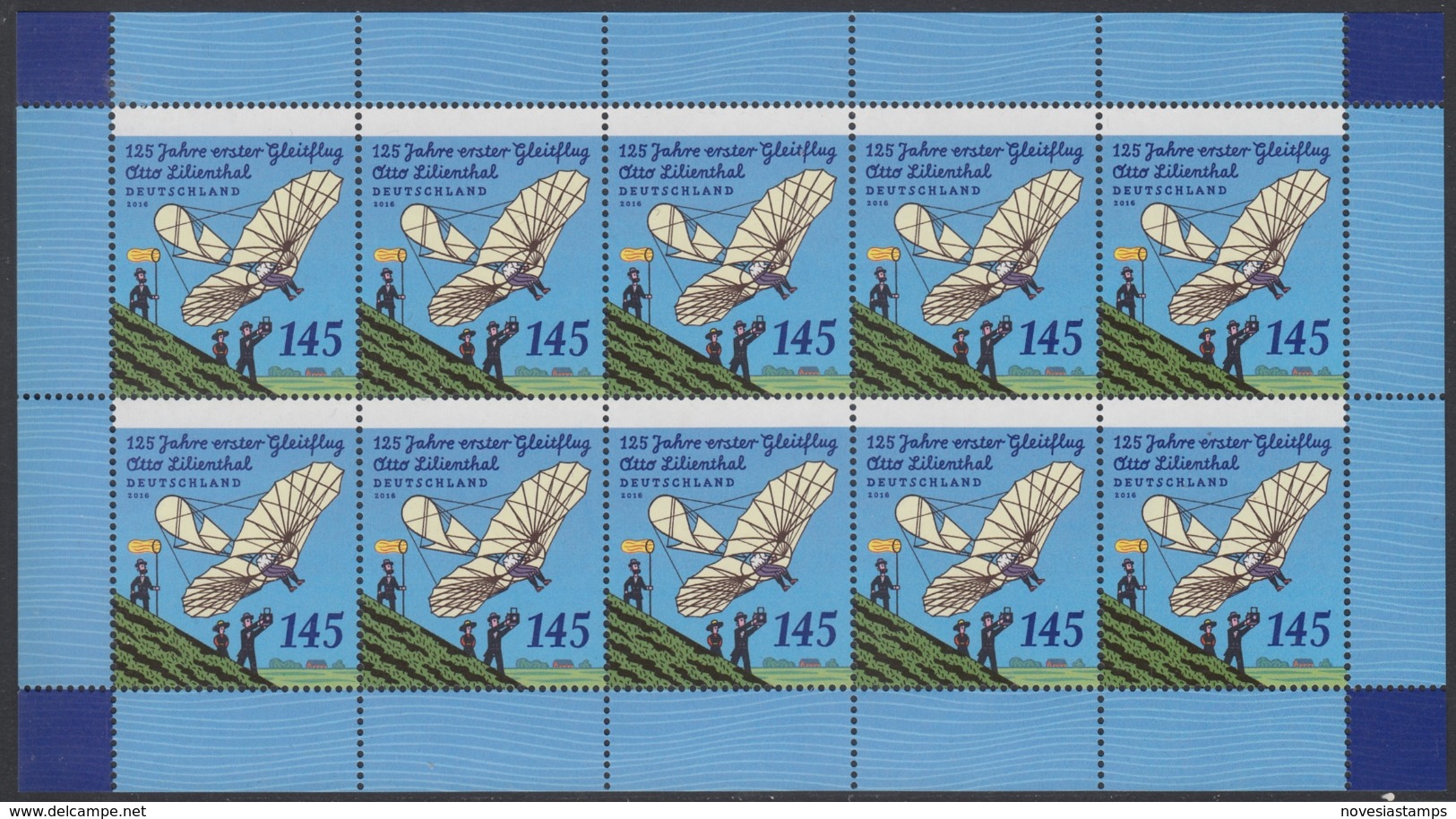 !a! GERMANY 2016 Mi. 3254 MNH SHEET(10) - First Paragliding Flight By Otto Lilienthal - 2011-2020