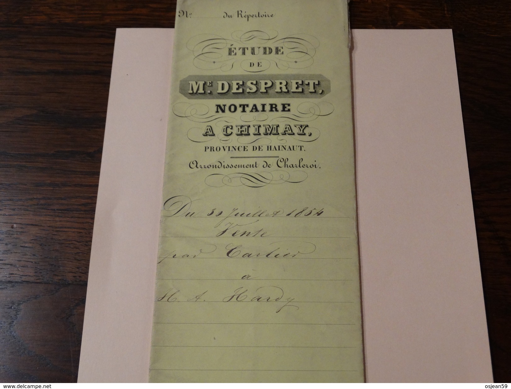 Acte Notarié 18 Mai 1860 ,Me Despret à Chimay Adjudication - Manuscrits