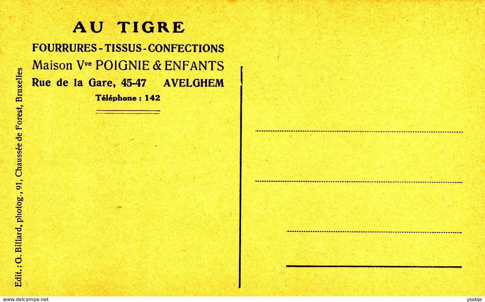 Au Tigre - Rue De La Gare 45-47, Avelghem / Avelgem / Fourrures Tissues Confections - Avelgem