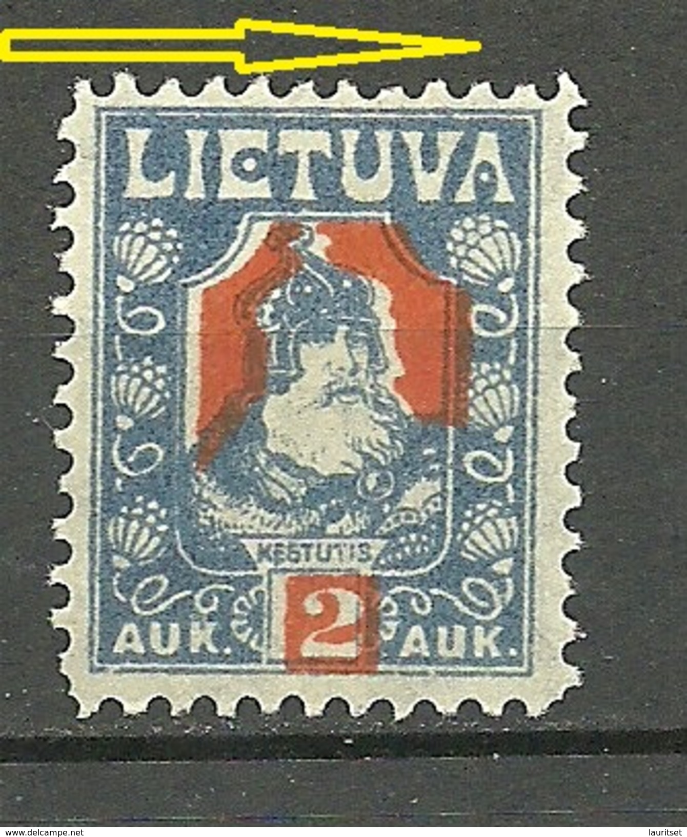 LITAUEN Lithuania 1921 Michel 96 ERROR Abart Variety MNH Swifted Red Print - Litauen