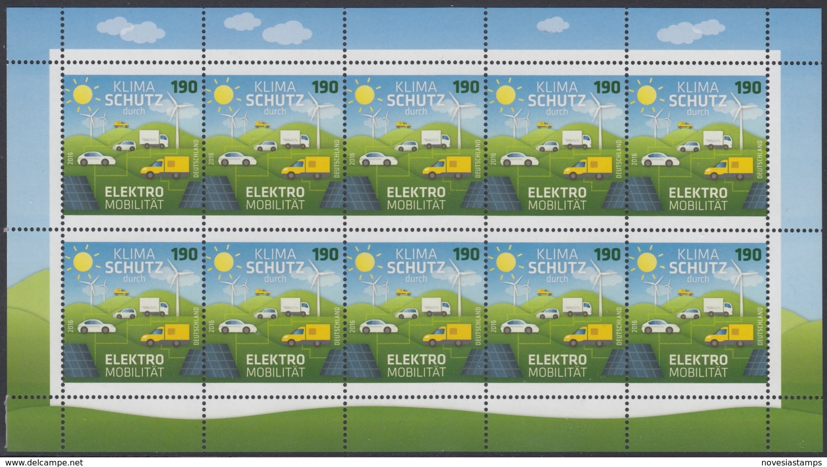 !a! GERMANY 2016 Mi. 3265 MNH SHEET(10) - Climate Protection By Electric Mobility - 2011-2020